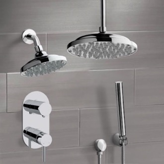 Shower Faucet Dual Shower Head Shower System with Handheld Remer DCS05